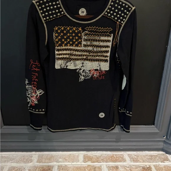 Double D Ranch Black Let Freedom Ring long sleeve tee - Picture 3 of 6